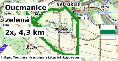 Oucmanice Turistické trasy zelená 