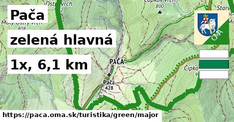 Pača Turistické trasy zelená hlavná