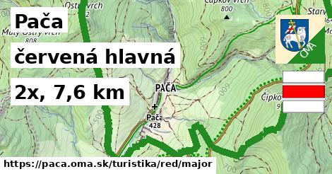 Pača Turistické trasy červená hlavná