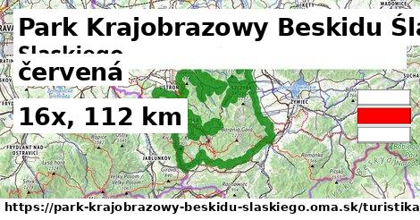 Park Krajobrazowy Beskidu Śląskiego Turistické trasy červená 
