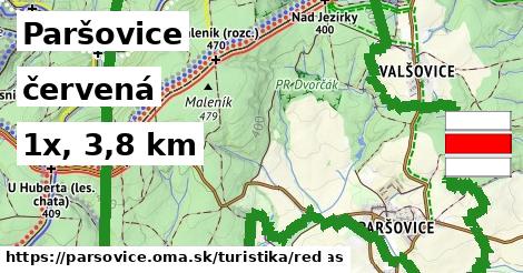 Paršovice Turistické trasy červená 
