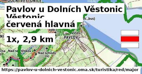 Pavlov u Dolních Věstonic Turistické trasy červená hlavná