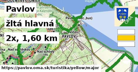 Pavlov Turistické trasy žltá hlavná