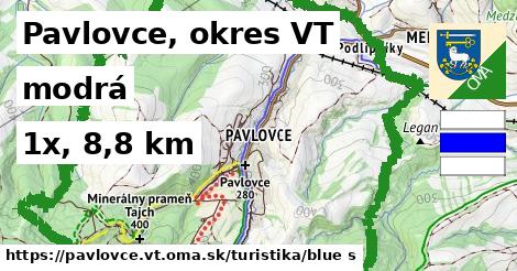 Pavlovce, okres VT Turistické trasy modrá 