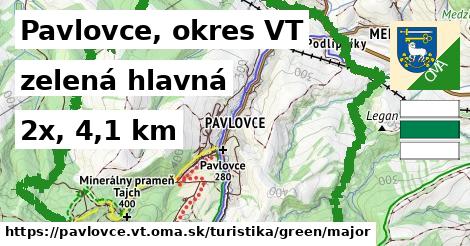 Pavlovce, okres VT Turistické trasy zelená hlavná