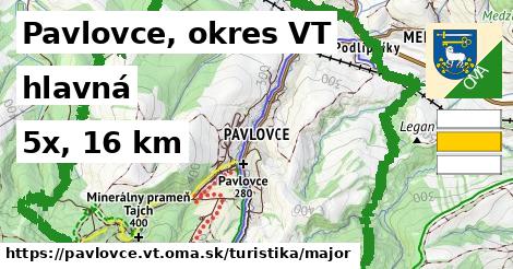 Pavlovce, okres VT Turistické trasy hlavná 