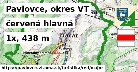 Pavlovce, okres VT Turistické trasy červená hlavná