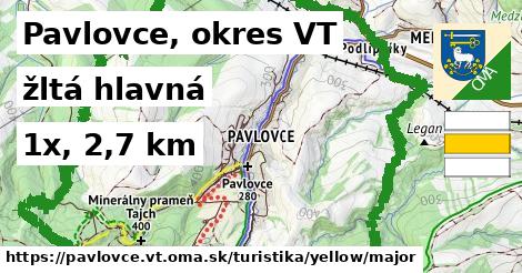 Pavlovce, okres VT Turistické trasy žltá hlavná