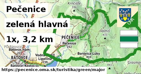 Pečenice Turistické trasy zelená hlavná