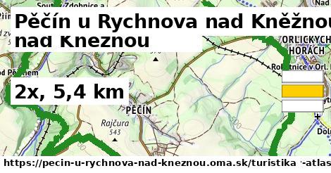 Pěčín u Rychnova nad Kněžnou Turistické trasy  
