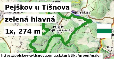 Pejškov u Tišnova Turistické trasy zelená hlavná
