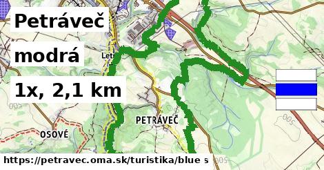 Petráveč Turistické trasy modrá 