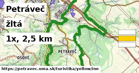Petráveč Turistické trasy žltá iná