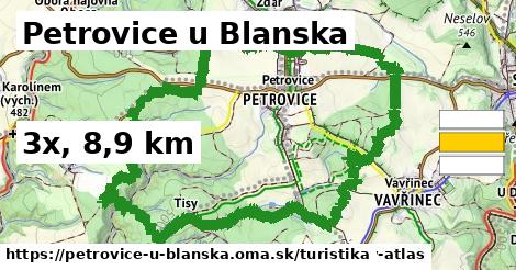 Petrovice u Blanska Turistické trasy  