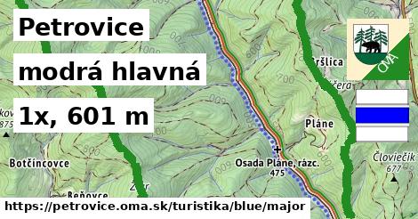 Petrovice Turistické trasy modrá hlavná