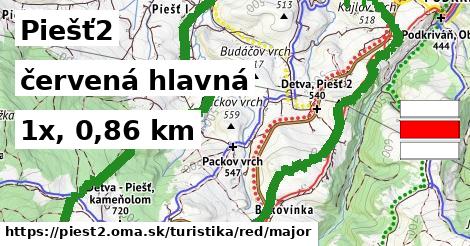 Piešť2 Turistické trasy červená hlavná