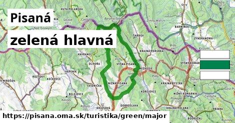 Pisaná Turistické trasy zelená hlavná