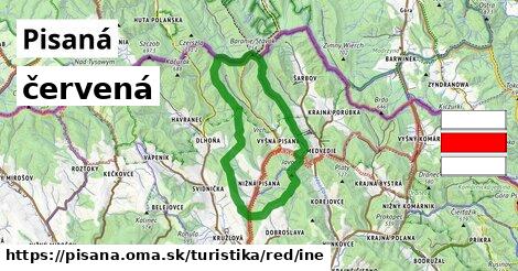 Pisaná Turistické trasy červená iná