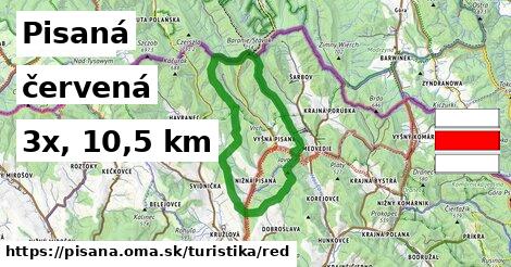 Pisaná Turistické trasy červená 