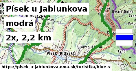 Písek u Jablunkova Turistické trasy modrá 