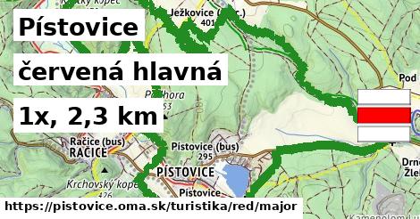 Pístovice Turistické trasy červená hlavná