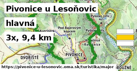 Pivonice u Lesoňovic Turistické trasy hlavná 
