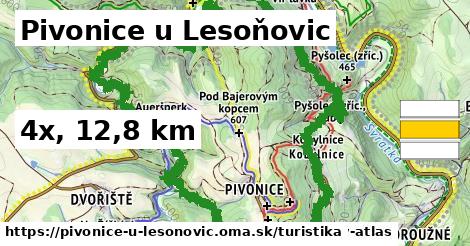Pivonice u Lesoňovic Turistické trasy  