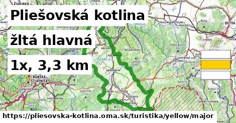 Pliešovská kotlina Turistické trasy žltá hlavná