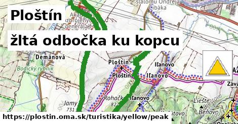 Ploštín Turistické trasy žltá odbočka ku kopcu