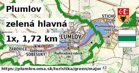 Plumlov Turistické trasy zelená hlavná