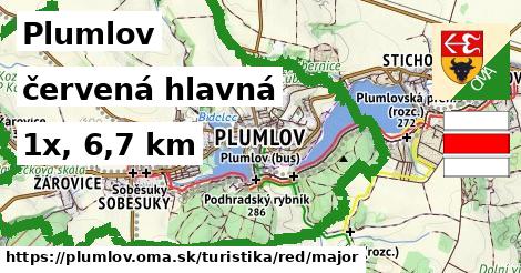 Plumlov Turistické trasy červená hlavná