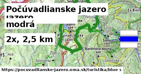 Počúvadlianske jazero Turistické trasy modrá 