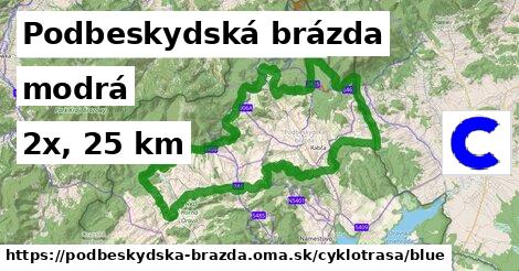 Podbeskydská brázda Cyklotrasy modrá 