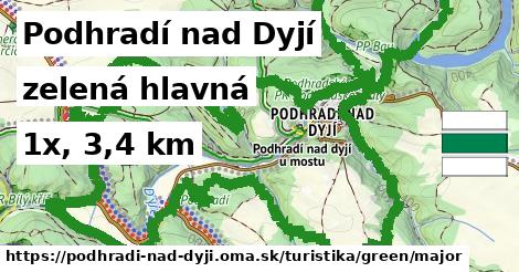 Podhradí nad Dyjí Turistické trasy zelená hlavná