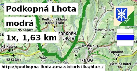 Podkopná Lhota Turistické trasy modrá 