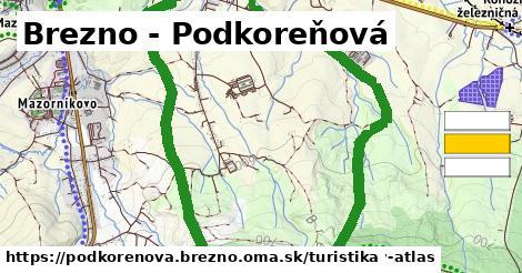 Brezno - Podkoreňová Turistické trasy  