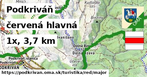 Podkriváň Turistické trasy červená hlavná