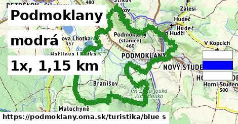 Podmoklany Turistické trasy modrá 