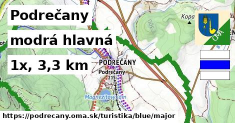 Podrečany Turistické trasy modrá hlavná