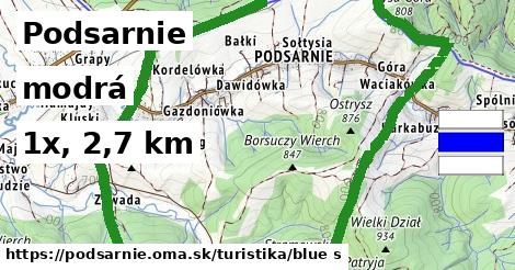 Podsarnie Turistické trasy modrá 