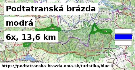 Podtatranská brázda Turistické trasy modrá 