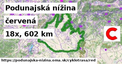 Podunajská nížina Cyklotrasy červená 