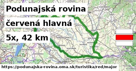 Podunajská rovina Turistické trasy červená hlavná