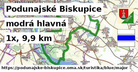 Podunajské Biskupice Turistické trasy modrá hlavná