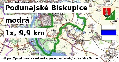 Podunajské Biskupice Turistické trasy modrá 