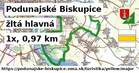 Podunajské Biskupice Turistické trasy žltá hlavná