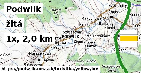 Podwilk Turistické trasy žltá iná