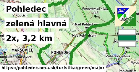 Pohledec Turistické trasy zelená hlavná