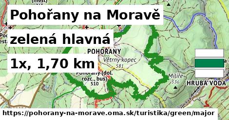 Pohořany na Moravě Turistické trasy zelená hlavná