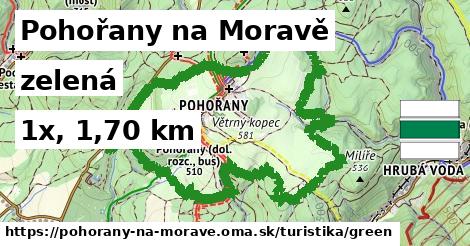 Pohořany na Moravě Turistické trasy zelená 